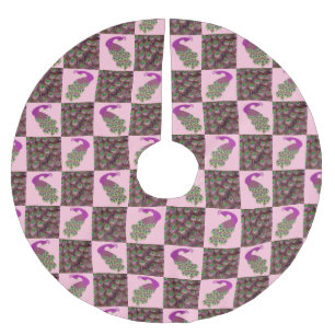 Pink Peacock Weihnachtsbaumrock Polyester Weihnachtsbaumdecke