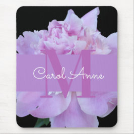 Pink Peak Lila Monogram Floral Black Mousepad