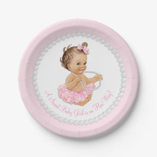 Pink Pearl Ballerina Baby Dusche Pappteller