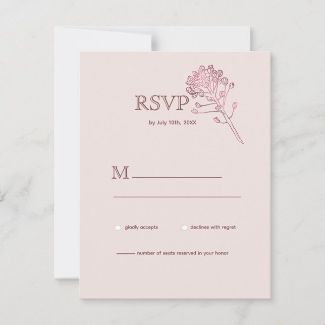 Pink Pearl Botanische UAWG RSVP Karte (Vorderseite)