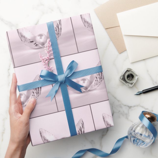 Pink Pearl in Seashell Geschenkpapier (Schenken)