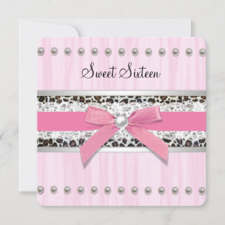 Pink Pearl Leopard Sweet 16 Party Einladung