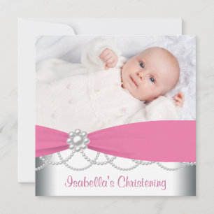 Pink Pearls Girls Pink Foto Einladung feiern