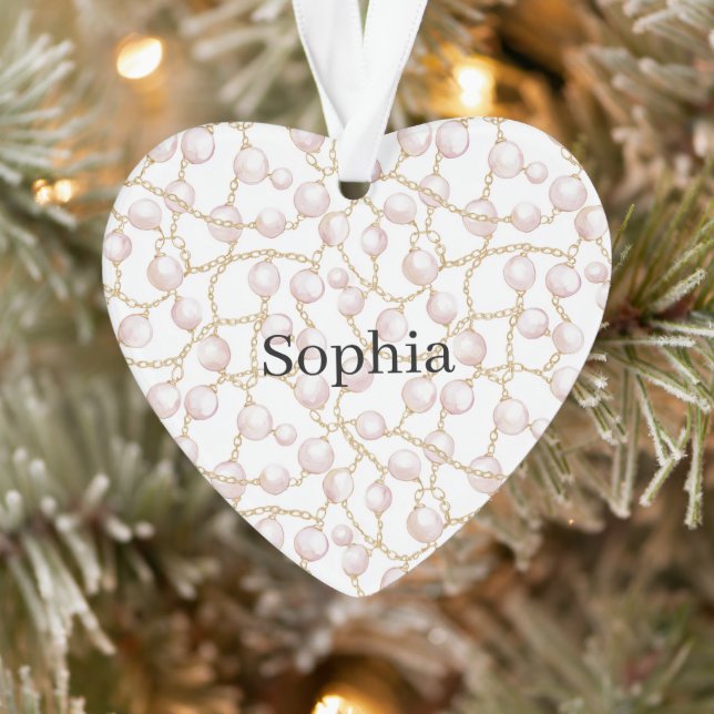 Pink Pearls Gold Chain Christmas Ornament (Baum)