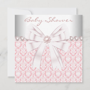 Pink Pearls Pink Damask Baby Dusche Einladung