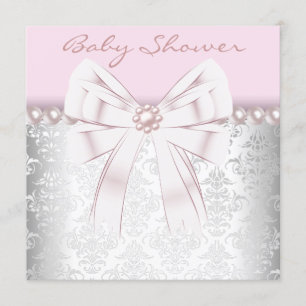 Pink Pearls Pink Damask Baby Dusche Einladung