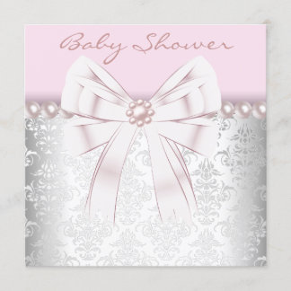Pink Pearls Pink Damask Baby Dusche Einladung