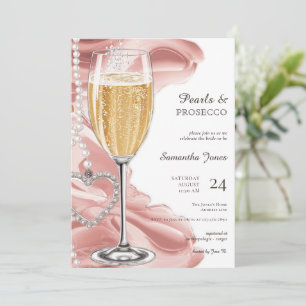 Pink Pearls & Prosecco Brunch Bubbly Brautparty Einladung