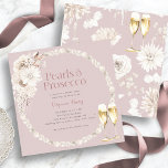 Pink Pearls Prosecco Einladung<br><div class="desc">Set den Ton für ein unvergessliches Fest mit unserer rosa Perlen und Prosecco-Platz Braudusche Einladung. Mit zarten Wasserfarben, schicker Creme und hellbraunen Blumen und eleganten Gläsern aus vergoldetem Champagner verströmt diese Einladung zeitlose Eleganz. Ideal für einen Brunch mit Champagner und sorgt dafür, dass Ihre Gäste einen Tag voller Eleganz, Lachen...</div>