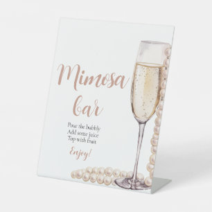 Pink Pearls und Prosecco Champagne Mimosa Bar Sign Sockelschild