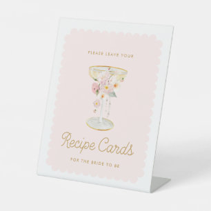 Pink Pearls und Prosecco-Rezept-Karte Sockelschild