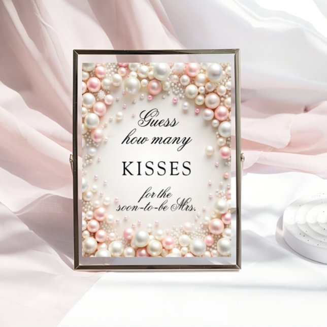 Pink Pearls Wie viele Kisses Brautparty Game Poster (Von Creator hochgeladen)