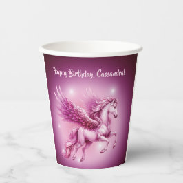 Pink Pegasus "Happy Birthday" Pappbecher