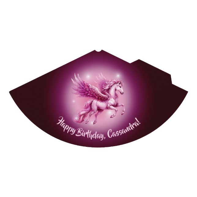 Pink Pegasus "Happy Birthday" Partyhütchen (Vorderseite)