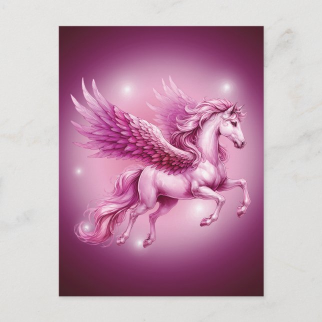 Pink Pegasus Hübsche Fantasie Postkarte (Vorderseite)