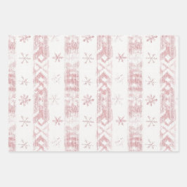 Pink Penguin Snowflakes Weihnachten Geschenkpapier Set