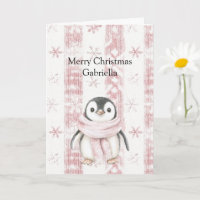 Pink Penguin Snowflakes Weihnachten