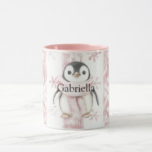 Pink Penguin Snowflakes Weihnachten Tasse