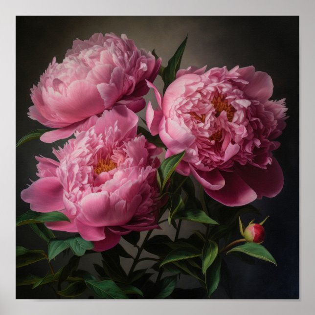 Pink Peongs Blume Art Print Poster (Vorne)