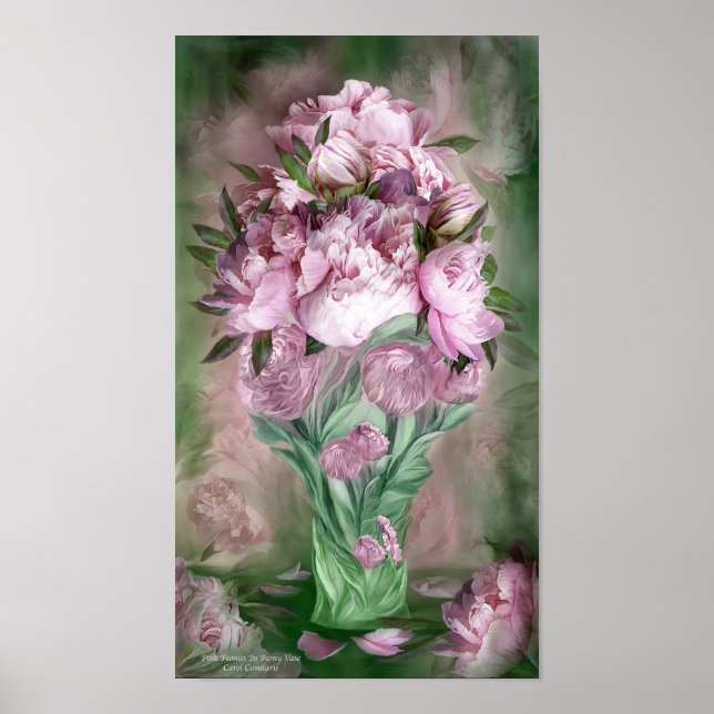 Pink Peongs in Peony Vase Art Poster/Print Poster (Vorne)