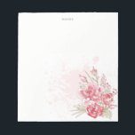 Pink Peongs Spritzer Aquarellfarben Benutzerdefini Notizblock<br><div class="desc">Ein elegantes und klassisches Notizblock mit Illustrationen von rosa Pennys mit Aquarell-Spritzer. Das wird ein perfekter weiblicher Akzent für Ihr Büro sein.</div>