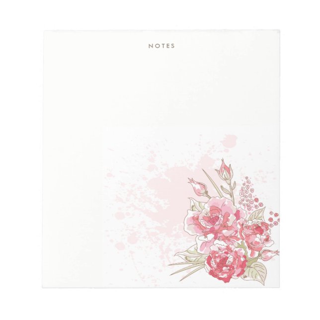 Pink Peongs Spritzer Aquarellfarben Benutzerdefini Notizblock (Vorderseite)
