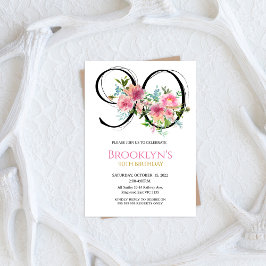 Pink Peonies 90. Geburtstag Einladung