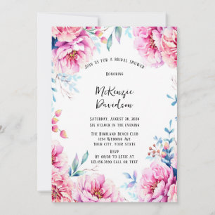 Pink Peonies Airy Floral Brautparty Einladung