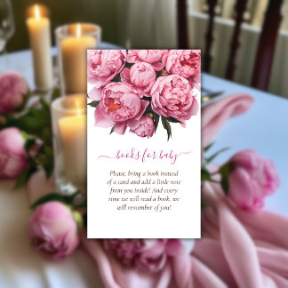 Pink Peonies Baby Showbücher für Baby Begleitkarte