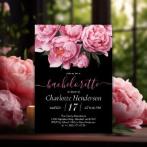 Pink Peonies Black Junggeselinnen-Abschied