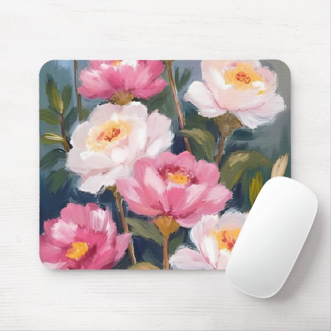 Pink Peonies Blume Bouquet Mousepad (Mit Mouse)
