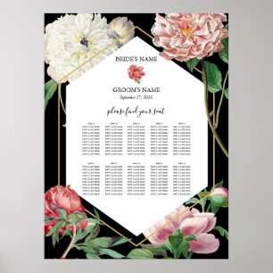 Pink Peonies Blume Hochzeitskizze Poster