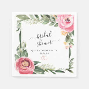 Pink Peonies Blumengebirge Brautparty Personalisie Serviette