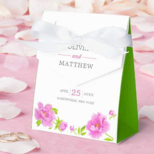 Pink Peonies Blumengrün Hochzeitstorte Box Geschenkschachtel