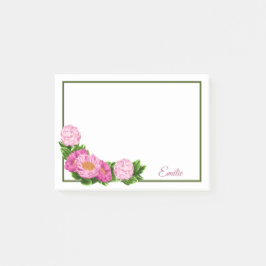 Pink Peonies Corner Border Post-It Notes Post-it Klebezettel