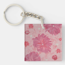 Pink Peonies Floral Acrylic Square Schlüsselanhäng Schlüsselanhänger