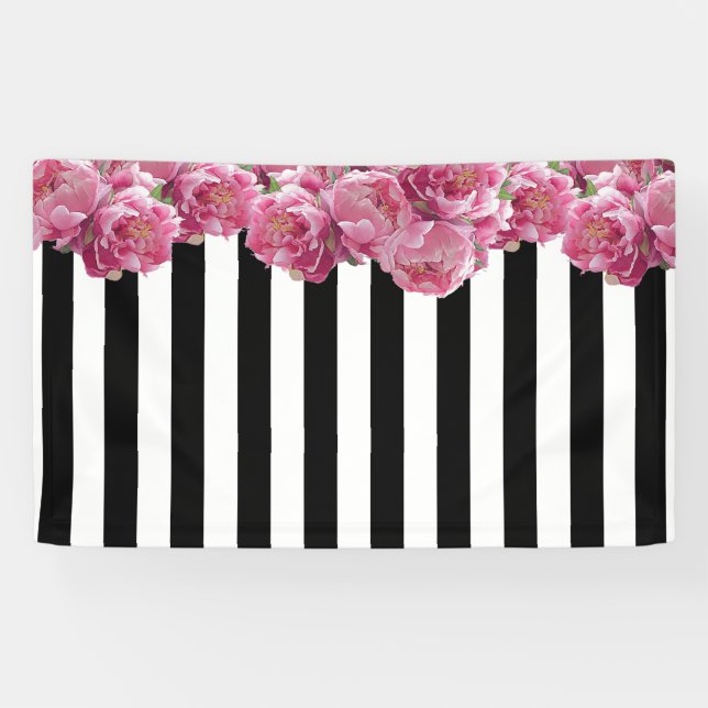 Pink Peonies Floral Hintergrund Banner (Horizontal)
