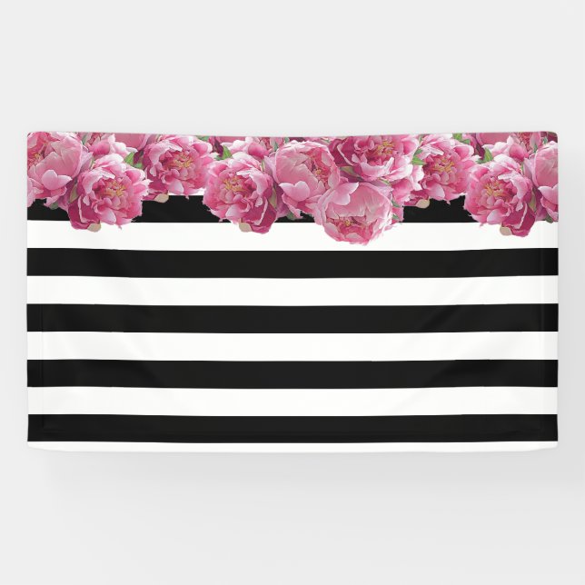 Pink Peonies Floral Hintergrund Banner (Horizontal)