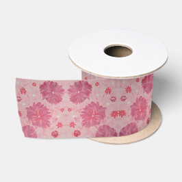 Pink Peonies Floral Satin Gift Ribbon Satinband