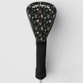 Pink Peonies Greenery Black Chic Hübscher Name Golf Headcover