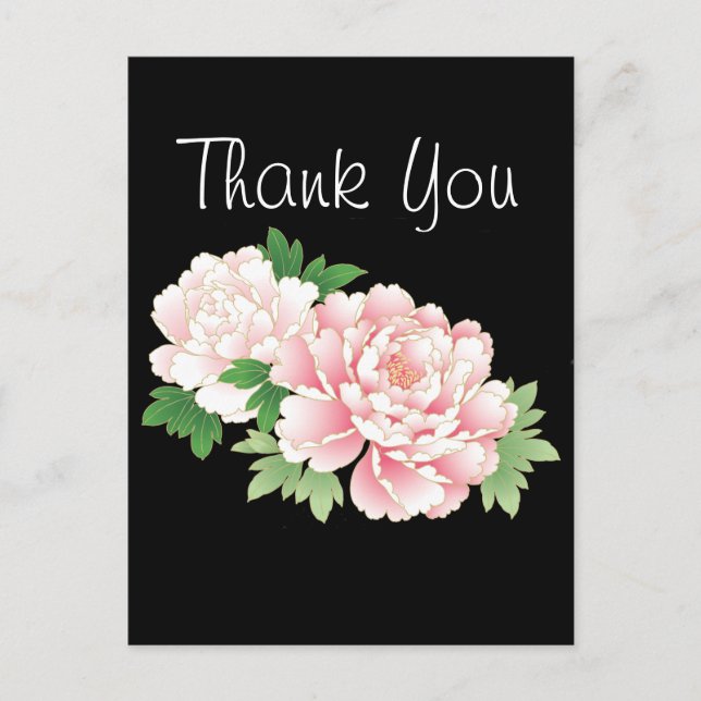 Pink Peonies Japanisch Floral Kimono Postkarte (Vorderseite)