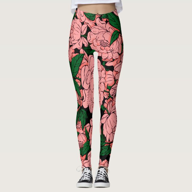 Pink Peonies Leggings (Vorderseite)