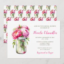 Pink Peonies Mason Jar Brautparty