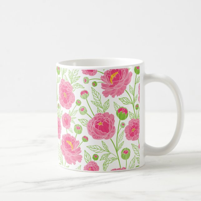 PInk Peonies-Muster Kaffeetasse (Rechts)