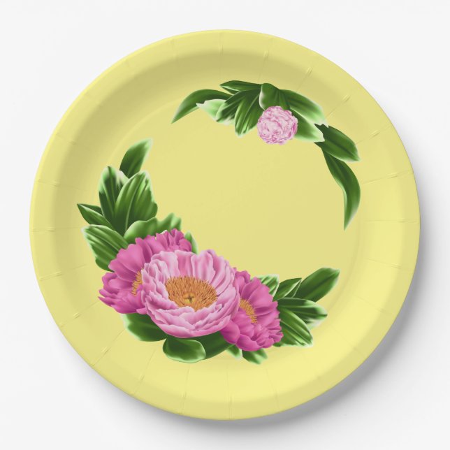 Pink Peonies Paper Plate Pappteller (Vorderseite)