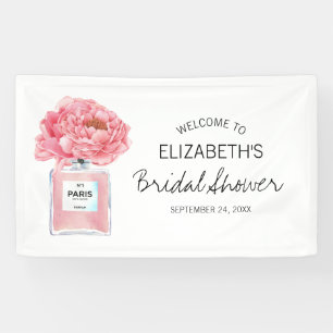 Pink Peonies Parfüm Brautparty Willkommen Banner