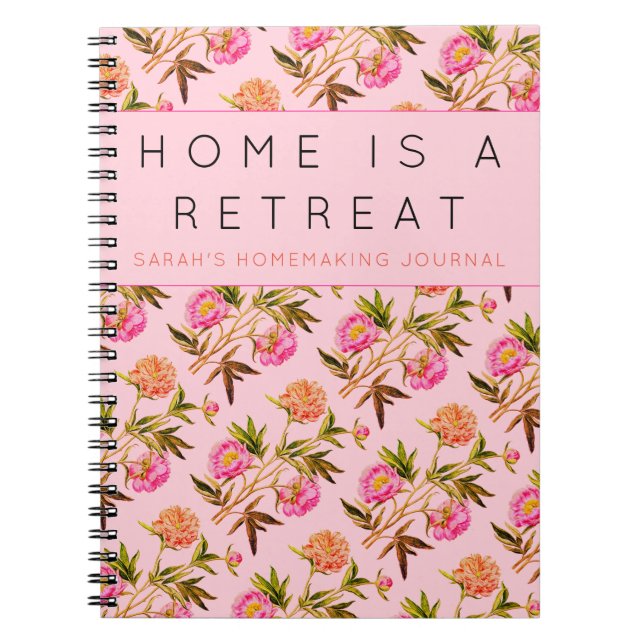 Pink Peonies Personal Homemaking Journal Notizblock (Vorderseite)
