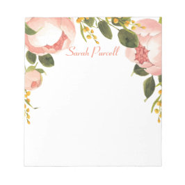 Pink Peonies Personalisiert Notepad Notizblock
