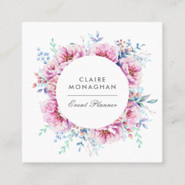 Pink Peonies | Quadratische Visitenkarte
