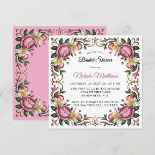 Pink Peonies Rokoko Rahmen Brautparty Einladung